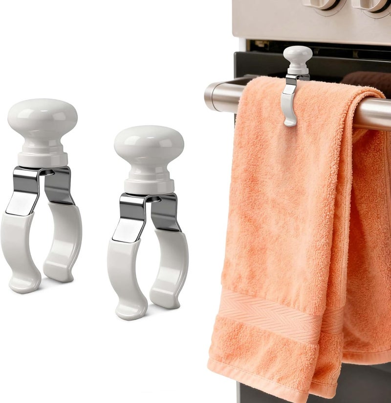 YANGSHUO Towel Clips Holder Kitchen:2 Pack Metal Towel Clips - Rust & Heat Resistant Towel Holder for Oven Handle, Dishwasher, Bathroom, Gift for Women Mom - Image 1